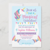 Invitations magiques d'anniversaire de licorne de (Devant)