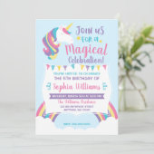 Invitations magiques d'anniversaire de licorne de (Debout devant)