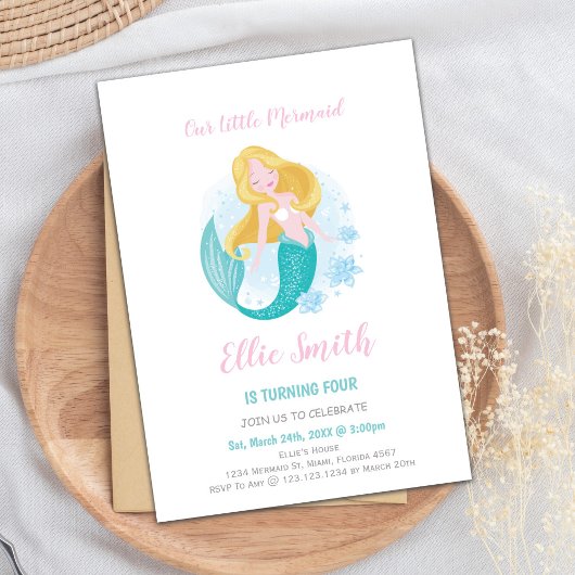 Invitations magiques sous la mer pour les filles