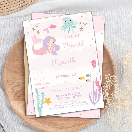 Invitations magiques sous la mer pour les filles
