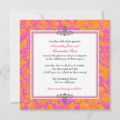 Invitations Mandarin Orange/Hot Pink Damask (Dos)
