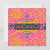 Invitations Mandarin Orange/Hot Pink Damask (Devant)