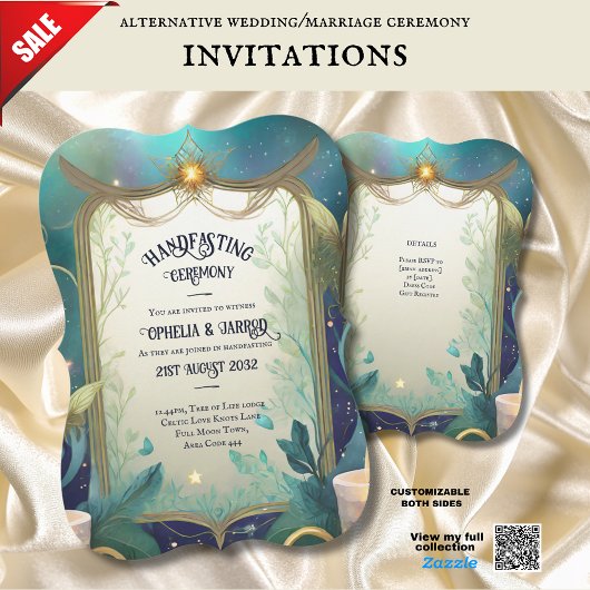 INVITATIONS MANIPULABLES ÉTHÉRÉAL VERT OR