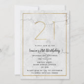 Invitations marbrés blanc et or 21e anniversaire (Devant)