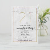 Invitations marbrés blanc et or 21e anniversaire (Debout devant)