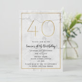 Invitations marbrés blanc et or 40e anniversaire (Debout devant)