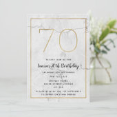 Invitations marbrés blanc et or 70e anniversaire (Debout devant)