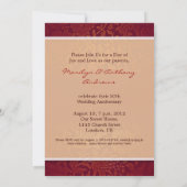 invitations mariage 50 ans en damas rouge or (Dos)
