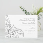 Invitations Mariage Argent Flourish (Debout devant)