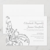 Invitations Mariage Argent Flourish (Devant / Derrière)