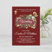 Invitations Mariage Catholique Floral Élégant Mode (Debout devant)