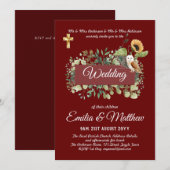 Invitations Mariage Catholique Floral Élégant Mode (Devant / Derrière)