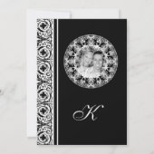 Invitations Mariage damassé Cercle noir et blanc (Dos)