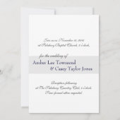 Invitations Mariage damassé classiques, bleu marin (Dos)