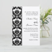 Invitations Mariage damassé en noir et blanc (Debout devant)