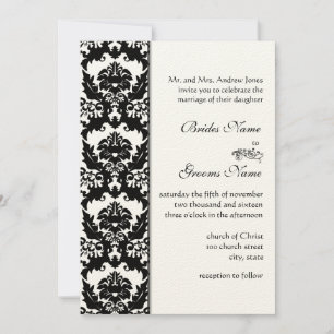 Invitations Mariage damassé en noir et blanc