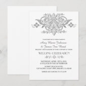 Invitations mariage damassé gris argent damask1 (Devant / Derrière)