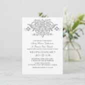 Invitations mariage damassé gris argent damask1 (Debout devant)