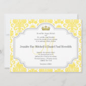 Invitations Mariage damassé Jaune Monogramme M (Devant)