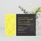 Invitations Mariage damassé Jaunes (Debout devant)