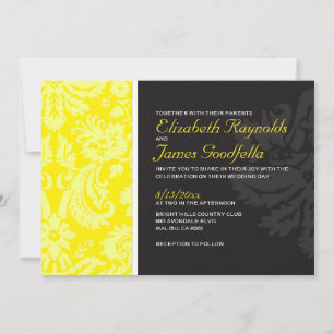 Invitations Mariage damassé Jaunes