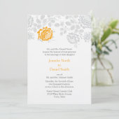 Invitations mariage damassé Orange Et Grey (Debout devant)