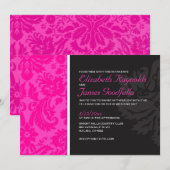 Invitations Mariage damassé Pink (Devant / Derrière)
