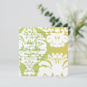 Invitations Mariage damassé verte et jaune (Debout devant)