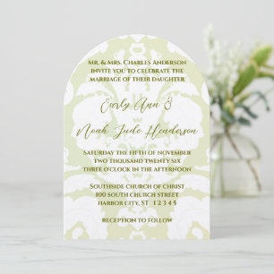 Invitations Mariage damassé vertes