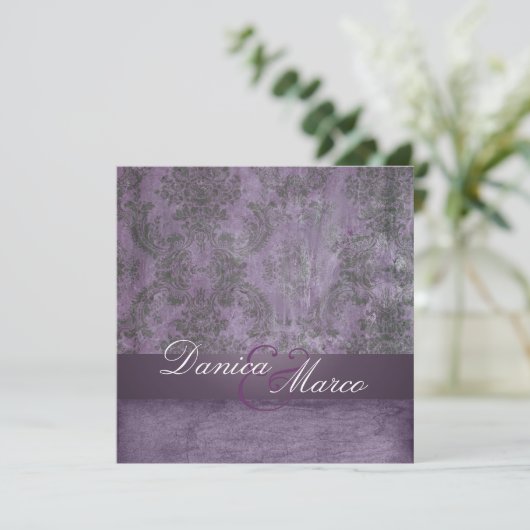 Invitations Mariage damassé Vintages (Debout devant)