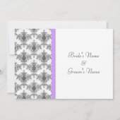 Invitations Mariage damassé violet noir blanc (Dos)