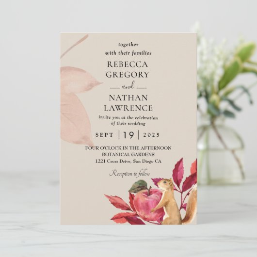 Invitations mariage de automne vintage (Debout devant)