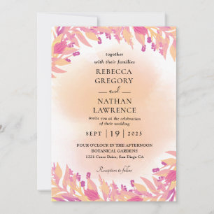 invitations mariage de automne violet et orange