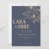 Invitations mariage doux bleu foncé (Devant)