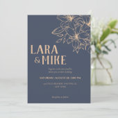Invitations mariage doux bleu foncé (Debout devant)