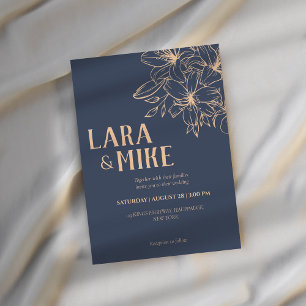 Invitations mariage doux bleu foncé