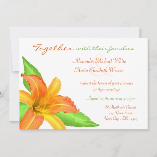 Invitations Mariage Fleur Été Chaud (Devant)