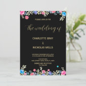 Invitations mariage rose Fleur (Debout devant)
