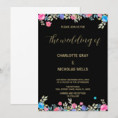 Invitations mariage rose Fleur (Devant / Derrière)