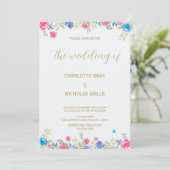 Invitations mariage rose Fleur (Debout devant)