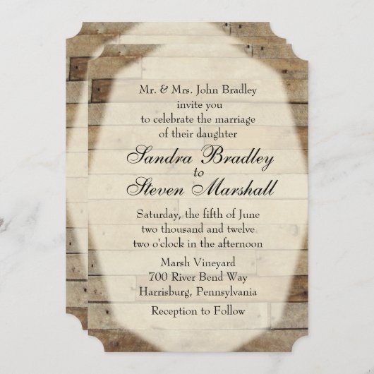 Invitations mariages campagnards (Devant / Derrière)