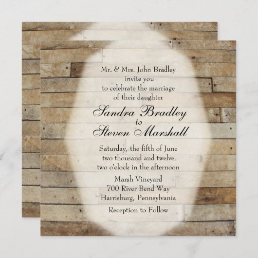 Invitations mariages campagnards (Devant / Derrière)