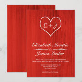 Invitations Mariages campagnards rouges (Devant / Derrière)