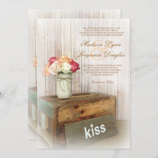 Invitations Mariages campagnards rustiques de Maso (Devant / Derrière)