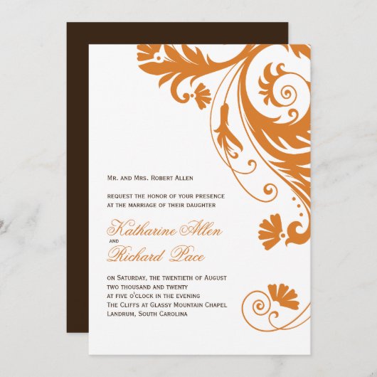 Invitations Mariages de automne (Devant / Derrière)