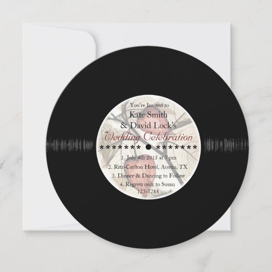 Invitations Mariages de automne Retro Vinyl Record (Devant)