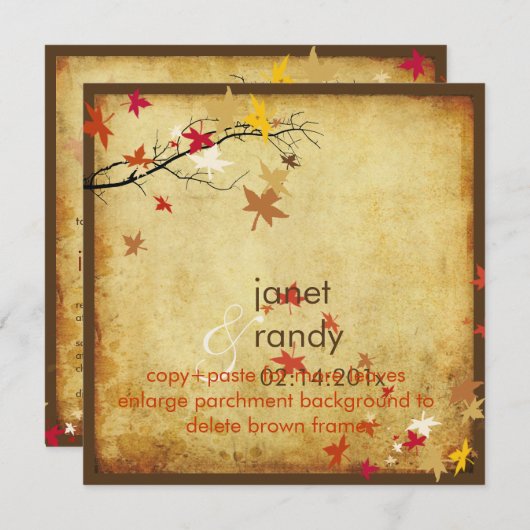 Invitations Mariages de automne Vintages/feuilles (Devant / Derrière)