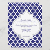 Invitations marocaines de mariage de bleu royal (Devant / Derrière)