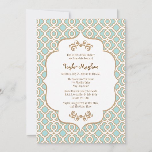 Invitations marocains de Fête de la mariée d'or (Devant)