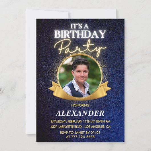 Invitations masculines 15e anniversaire Elegant Ch (Devant)